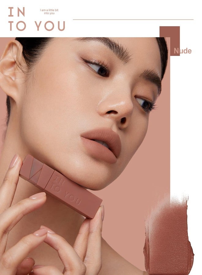 انتو أحمر شفاه INTO YOU Matte Velvet Lip Stain طويل الأمد ومقاوم للماء، ملمع شفاه مرطب للنساء (L-Nu01) - Image 5